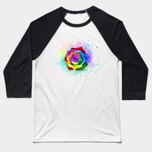 Colorful Rainbow Rose Baseball T-Shirt